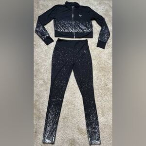 True Religion Black Sparkle High-Waist Leggings Set